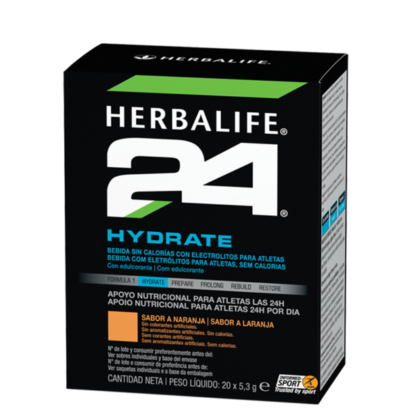 Hydrate Naranja 20x5.3g, bebida energética Herbalife, Hydrate Herbalife